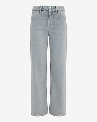 High Waisted Light Wash Relaxed Straight Jeans