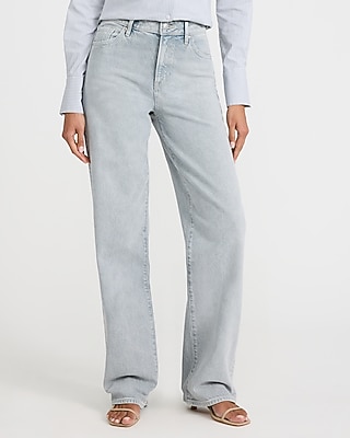 High Waisted Light Wash Relaxed Straight Jeans