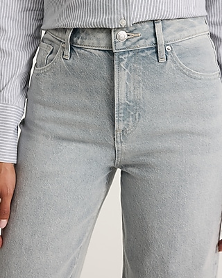 High Waisted Light Wash Relaxed Straight Jeans