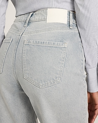 High Waisted Light Wash Relaxed Straight Jeans