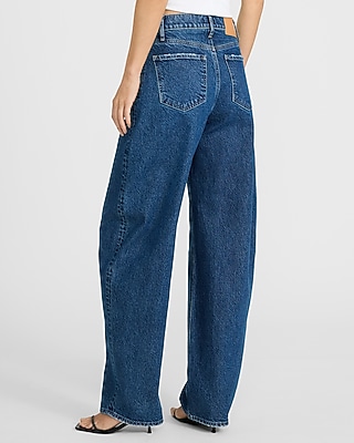 High Waisted Dark Wash Barrel Jeans