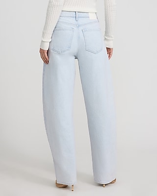 High Waisted Light Wash Barrel Jeans