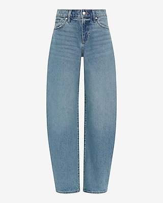 High Waisted Medium Wash Barrel Jeans