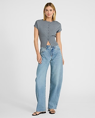 High Waisted Medium Wash Barrel Jeans