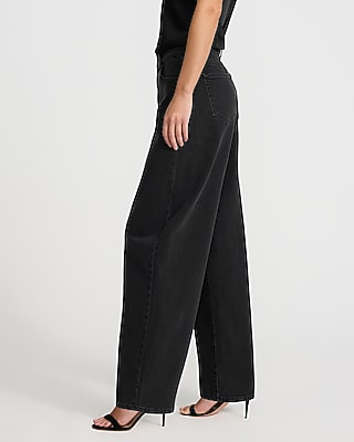 High Waisted Black Barrel Jeans