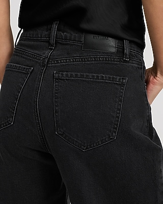 High Waisted Black Barrel Jeans