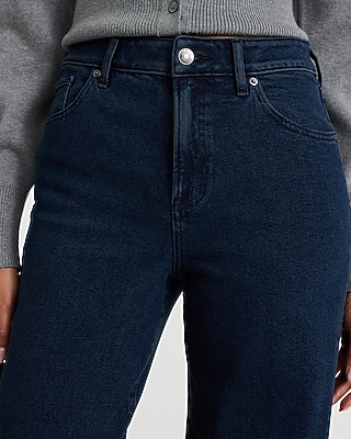 High Waisted Dark Wash Relaxed Straight Jeans