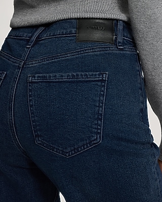 High Waisted Dark Wash Relaxed Straight Jeans