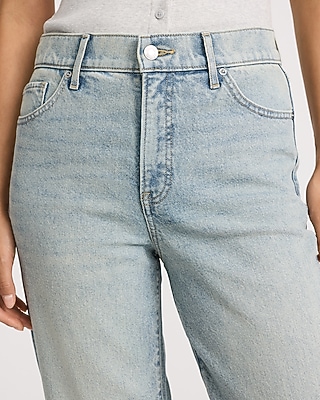 High Waisted Light Wash Straight Jeans