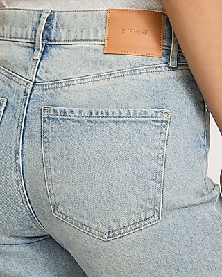 High Waisted Light Wash Straight Jeans