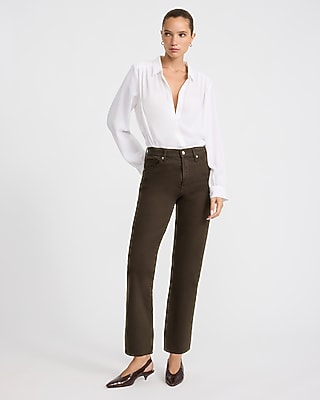 High Waisted Straight Ankle Jeans
