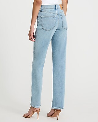High Waisted Light Wash Ripped Straight Jeans