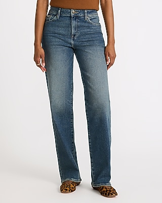 High Waisted Relaxed Straight Dark Wash Jeans