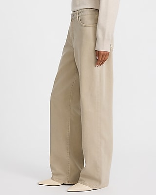High Waisted Relaxed Straight Khaki Jeans - thumbnail 2