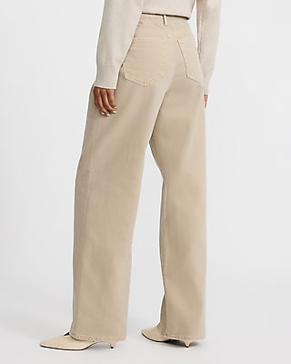 High Waisted Relaxed Straight Khaki Jeans - thumbnail 3