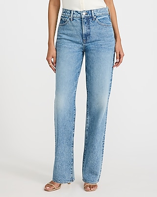 High Waisted Medium Wash Straight Jeans