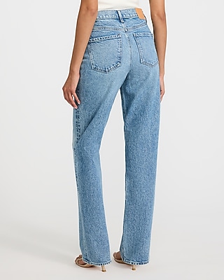 High Waisted Medium Wash Straight Jeans