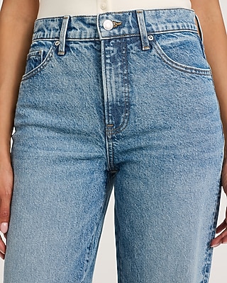 High Waisted Medium Wash Straight Jeans