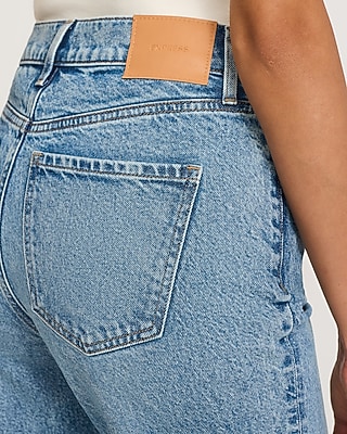 High Waisted Medium Wash Straight Jeans