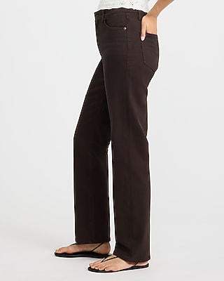 High Waisted Chocolate Brown Straight Jeans