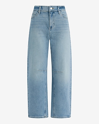 Low Slung Light Wash Barrel Ankle Jeans