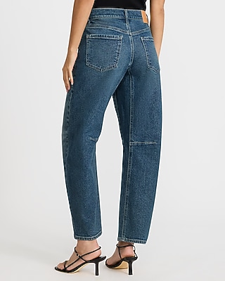Low Slung Piped Barrel Ivory Jeans