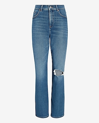 Super High Waisted Ripped Modern Straight Jeans