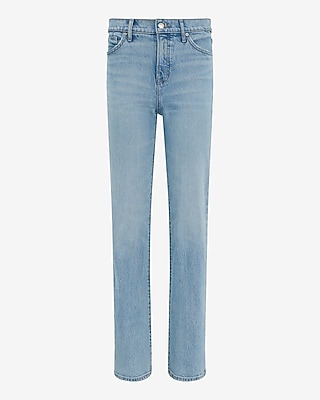 High Waisted Light Wash Straight Jeans