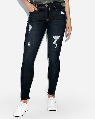 Mid Rise Ripped Jean Leggings | Express