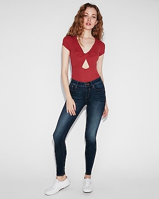 mid rise dark wash jean leggings