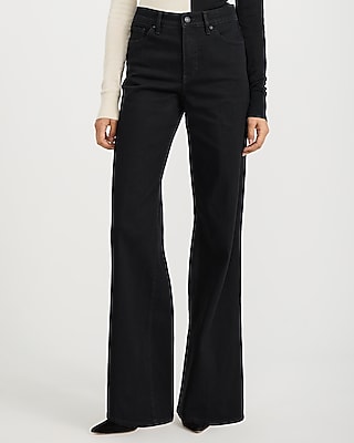 High Waisted Wide Leg Black Rinse Jeans