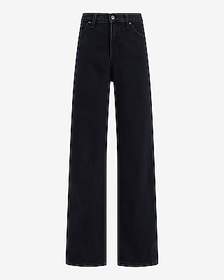 High Waisted Wide Leg Vent Dark Wash Jeans