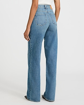 High Waisted Light Wash 50/50 Rigid Stretch Wide Leg Jeans