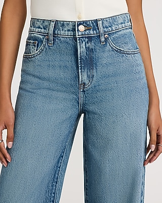 High Waisted Light Wash 50/50 Rigid Stretch Wide Leg Jeans