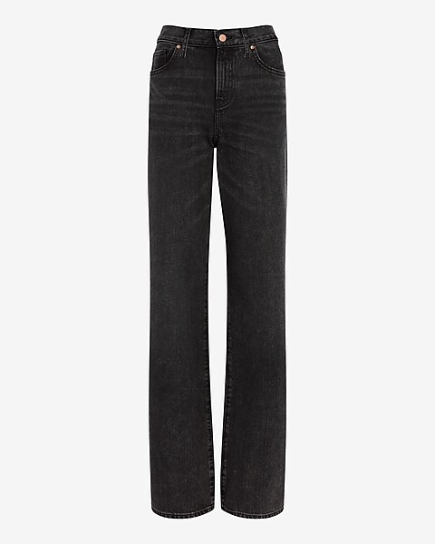 High Waisted Washed | Express Wide Black Leg Jeans