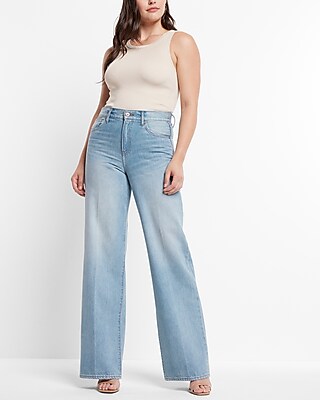High Waisted Light Wash Modern Wide Leg Jeans