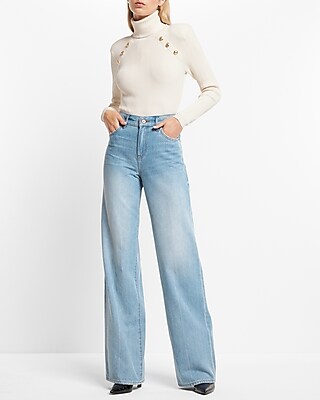 High Waisted Light Wash Modern Wide Leg Jeans