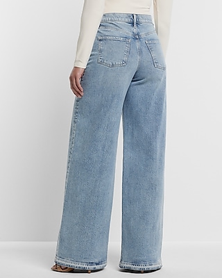 Super High Waisted Light Wash Baggy Wide Leg Jeans