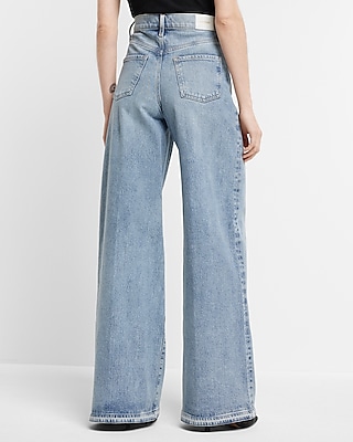 Super High Waisted Light Wash Baggy Wide Leg Jeans