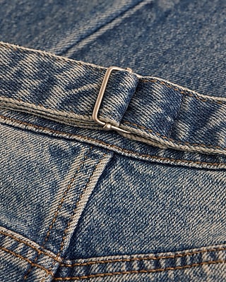 High Waisted Medium Wash Tall Hem Wide Leg Jeans