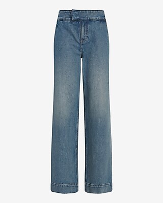 High Waisted Medium Wash Wide Leg Jeans