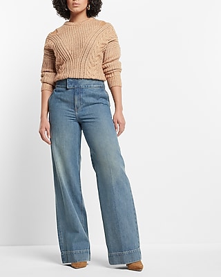 High Waisted Medium Wash Wide Leg Jeans