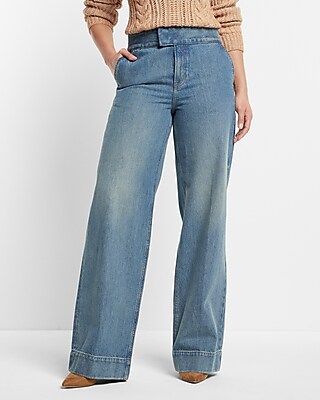 High Waisted Medium Wash Wide Leg Jeans