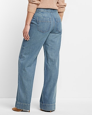 High Waisted Medium Wash Wide Leg Jeans