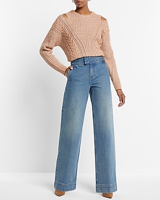 High Waisted Medium Wash Wide Leg Jeans