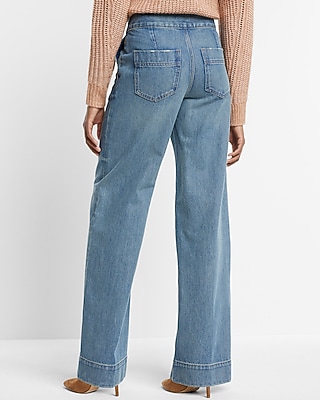 High Waisted Medium Wash Wide Leg Jeans
