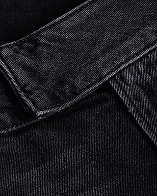 High Waisted Washed Black Tall Hem Wide Leg Jeans