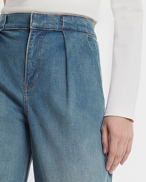 Wide-leg pleated jeans - Women