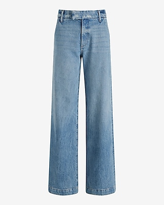 High Waisted Medium Wash Wide Leg Jeans