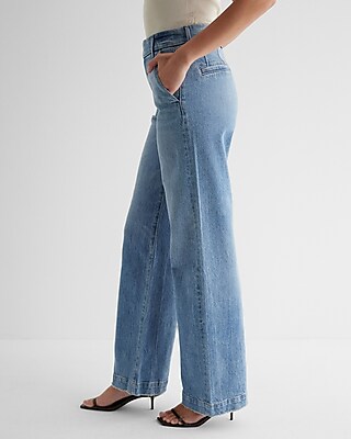 High Waisted Medium Wash Wide Leg Jeans